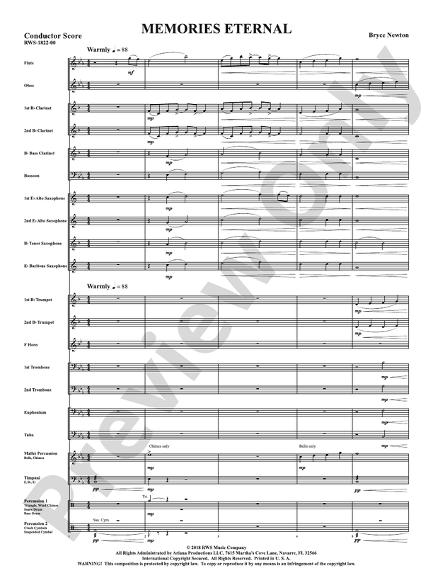 Memories Eternal - Concert Band Conductor Score & Parts(Digital Download)