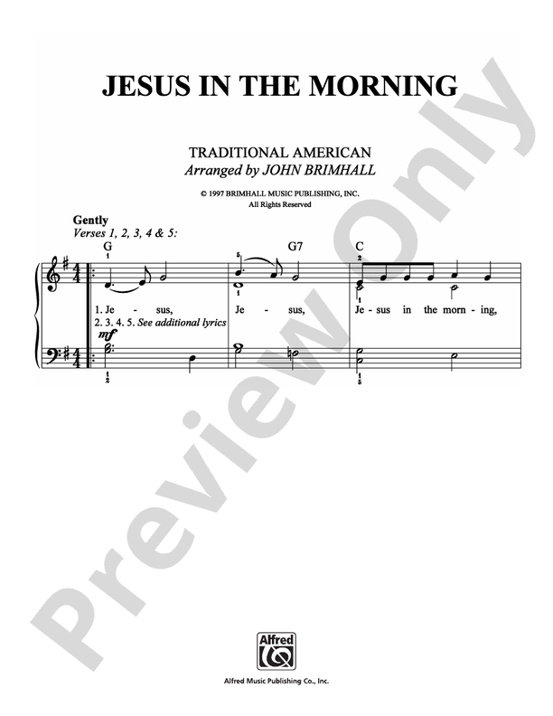 Jesus in the Morning - Arr. John Brimhall - Easy Piano (Digital Download)