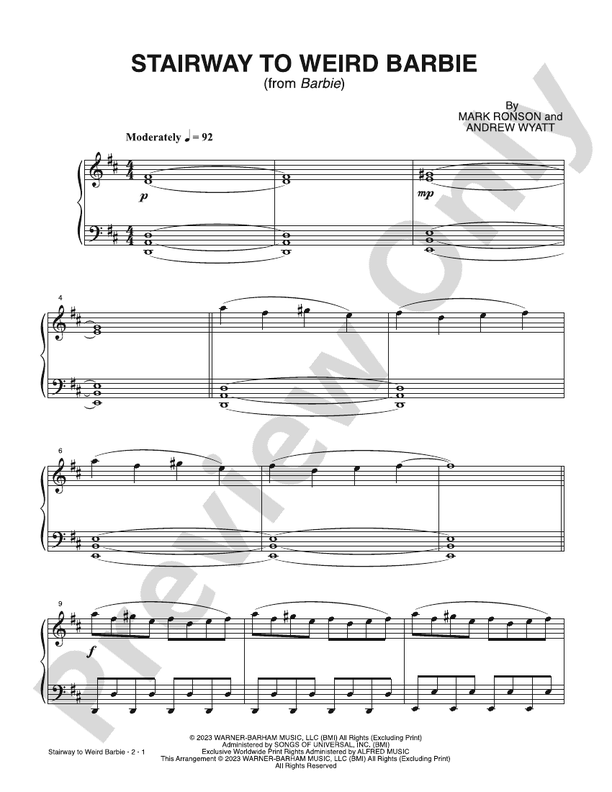 Stairway to Weird Barbie (from Barbie) - Piano (Digital Download)