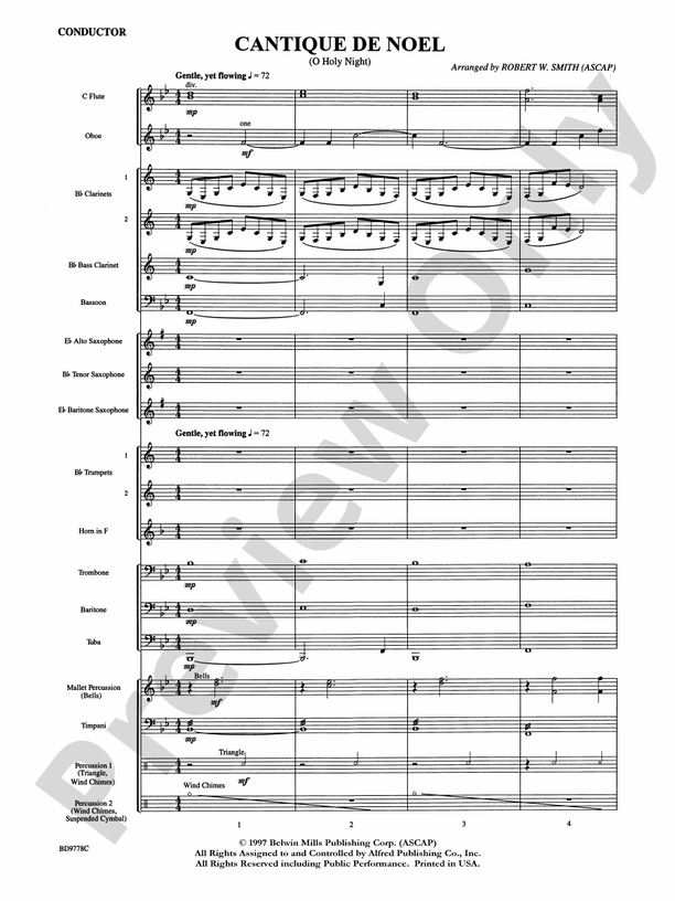 Cantique de Noel (O Holy Night) - Concert Band Conductor Score & Parts (Digital Download)
