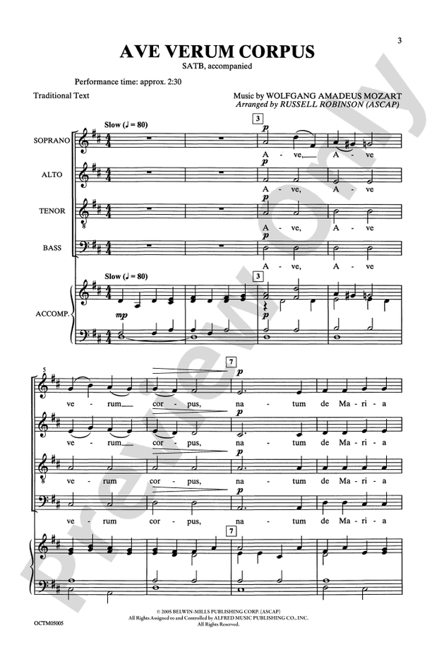 Ave Verum Corpus – SATB Choral Octavo (Digital Download)