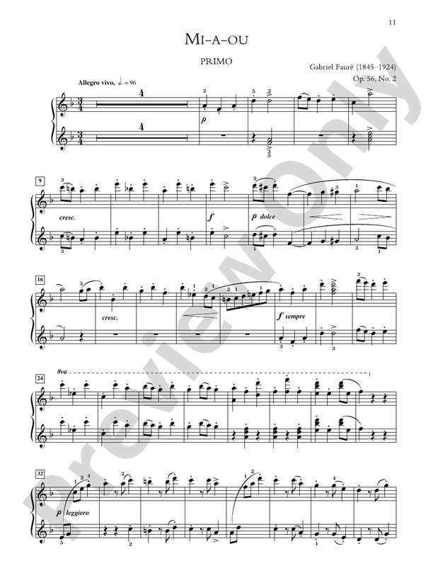 Faure - Dolly Suite, Opus 56 - 1 Piano, 4 Hands (Digital Download)
