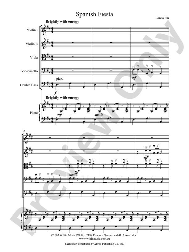 Spanish Fiesta - Loreta Fin – String Orchestra Conductor Score & Parts (Digital Download)