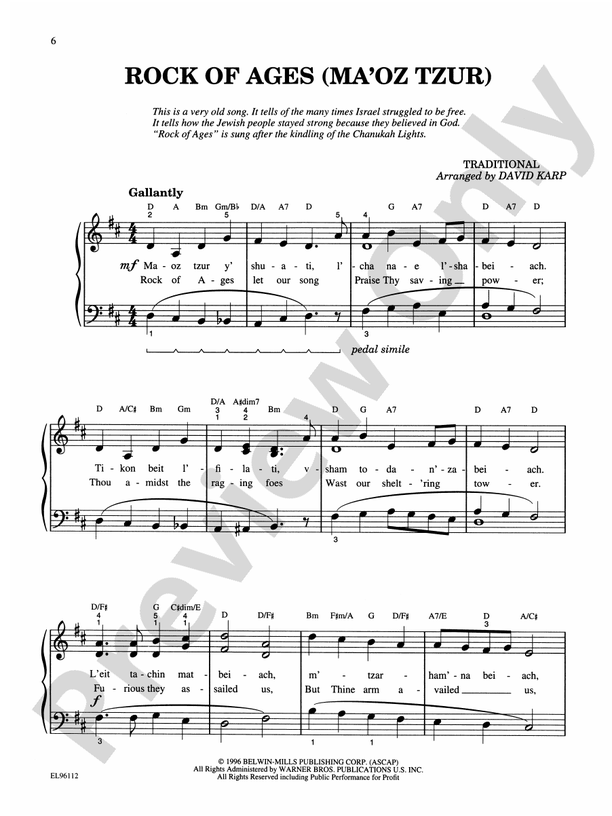 Hebrew Holiday and Folk Songs: With Lyrics, Translations and Guitar Chords - Piano (Digital Download)