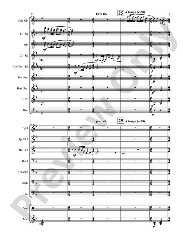 Concertino for Oboe - Concert Band Conductor Score & Parts (Digital Download)