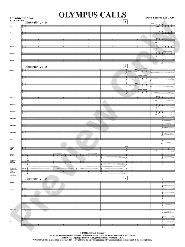 Olympus Calls - Full Orchestra Conductor Score & Parts (Digital Download)