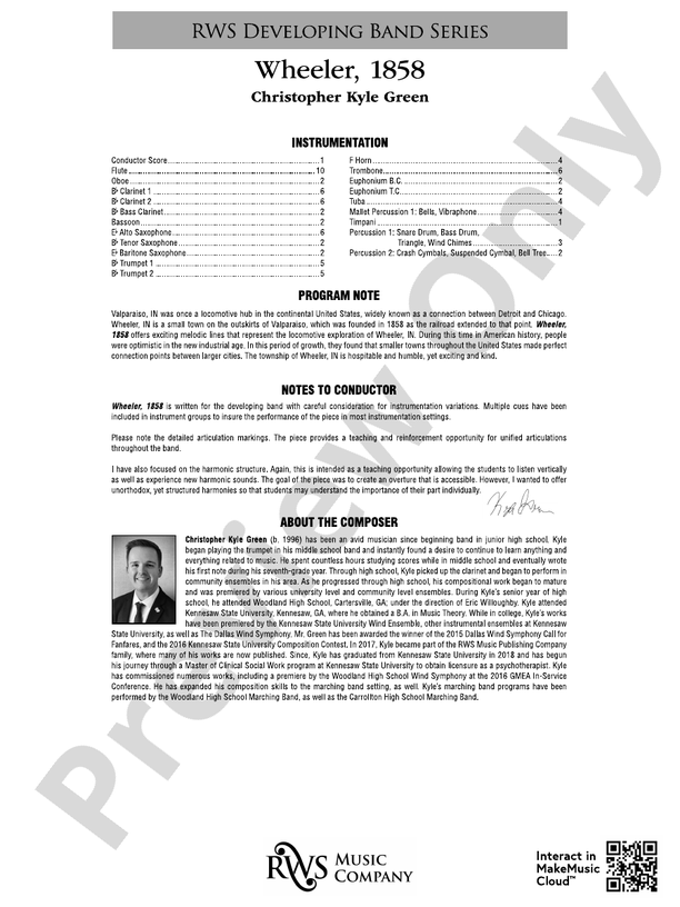 Wheeler, 1858 - Concert Band Conductor Score & Parts(Digital Download)