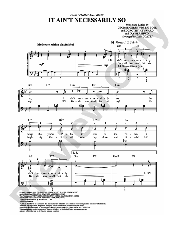 It Ain't Necessarily So - Arr. Dan Coates - Easy Piano (Digital Download)
