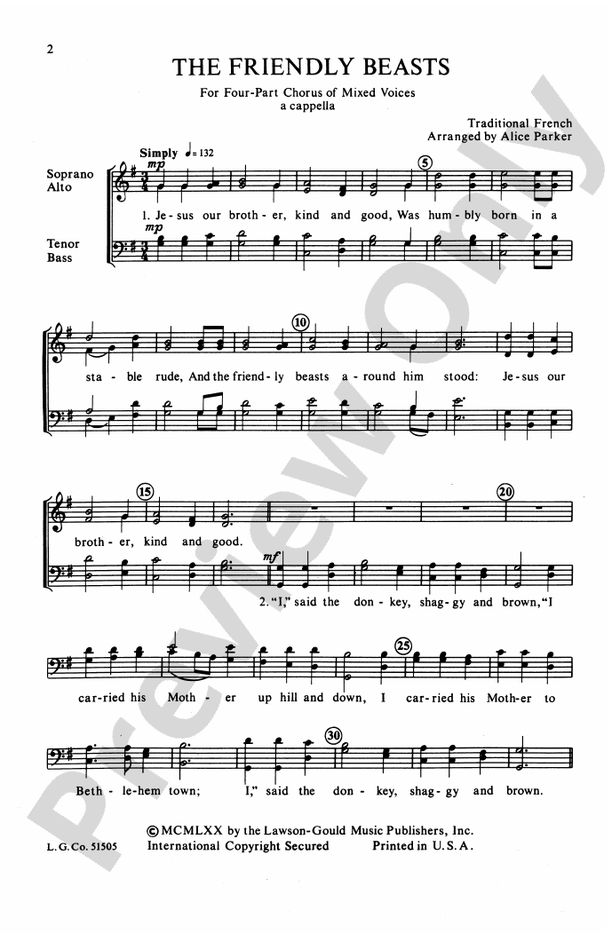 Friendly Beasts – SATB Choral Octavo (Digital Download)
