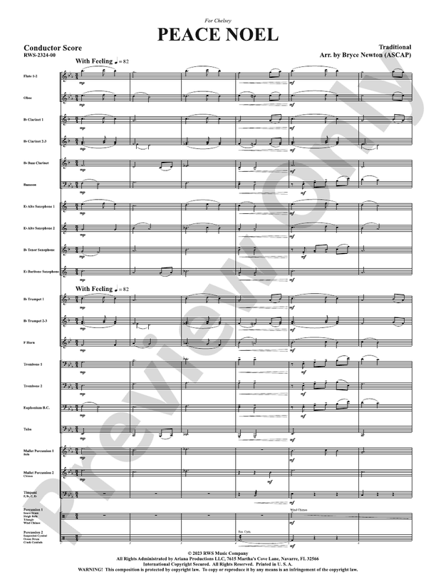 Peace Noel - Concert Band Conductor Score & Parts (Digital Download)