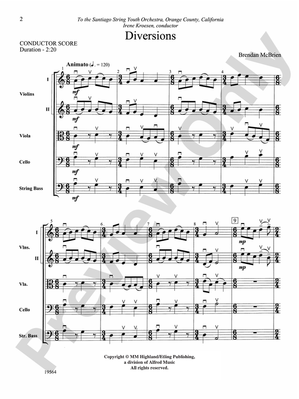 Diversions – String Orchestra Conductor Score & Parts (Digital Download)