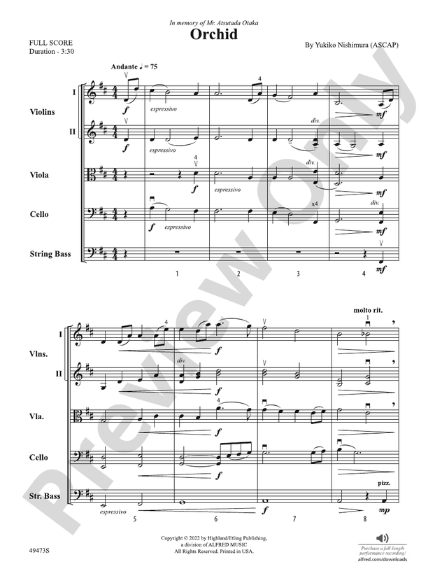 Orchid - String Orchestra Conductor Score & Parts (Digital Download)