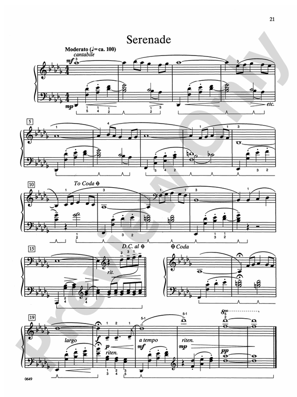 Serenade - Piano Solo (Digital Download)