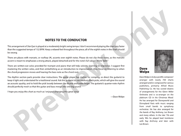 Star Eyes (Grade 3) - Jazz Ensemble Conductor Score & Parts(Digital Download)
