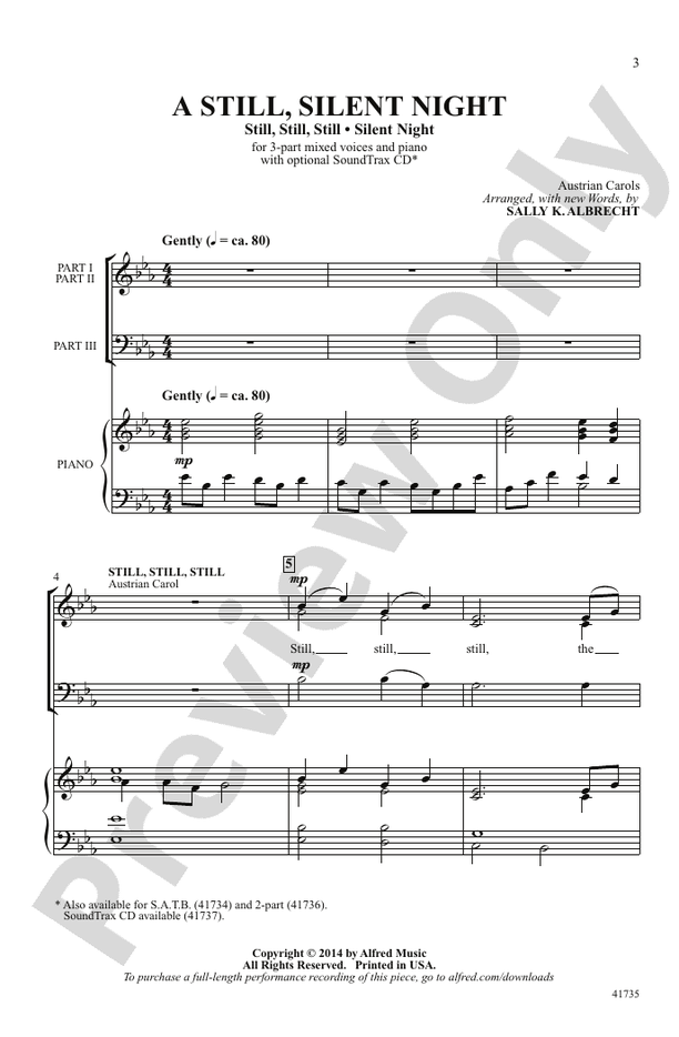 A Still, Silent Night - 3-Part Mixed Choral Octavo (Digital Download)