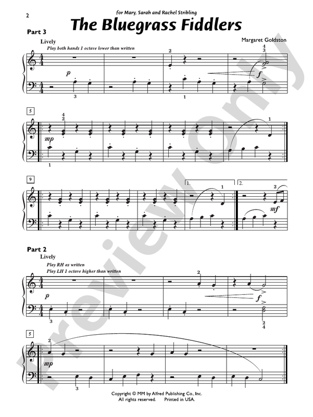 The Bluegrass Fiddlers - 1 Piano, 6 Hands (Digital Download)