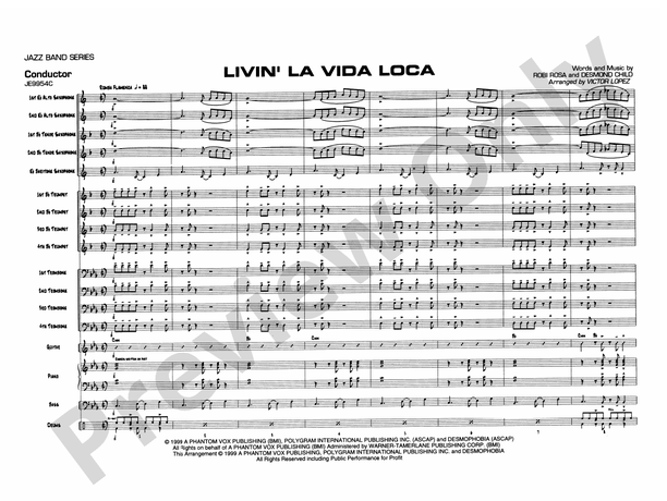 Livin' la Vida Loca - Jazz Ensemble Conductor Score & Parts (Digital Download)