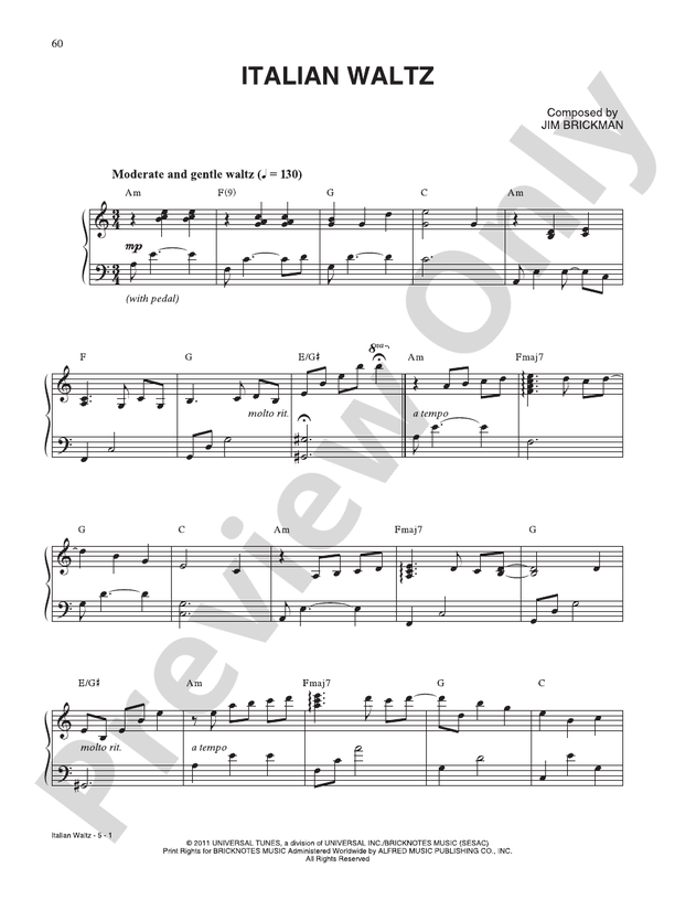 Italian Waltz - Piano (Digital Download)