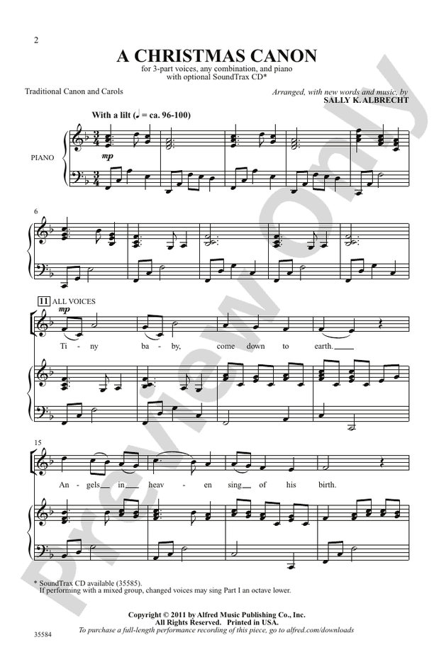 A Christmas Canon - 3-Part, any combination Choral Octavo (Digital Download)