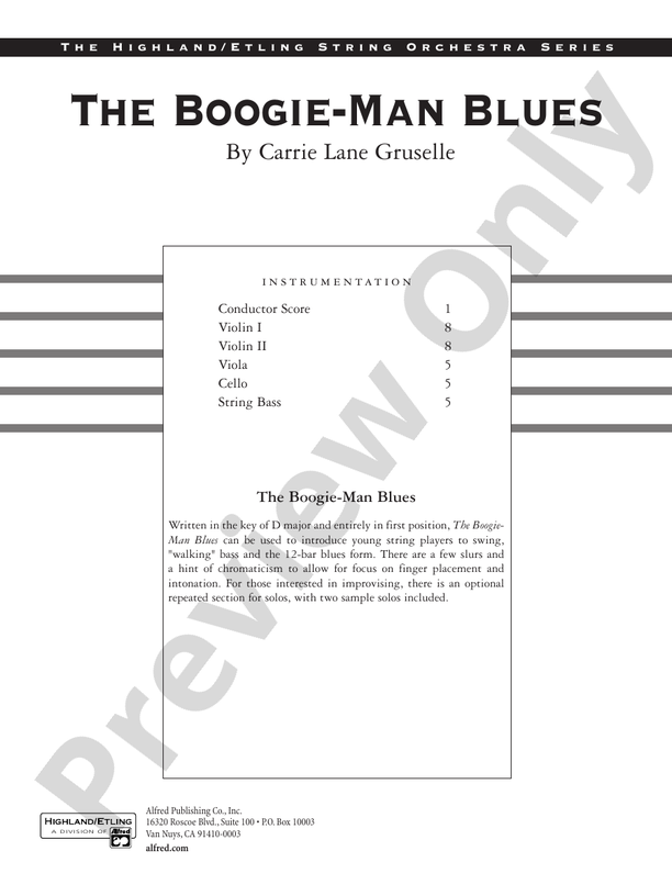 The Boogie-Man Blues – String Orchestra Conductor Score & Parts (Digital Download)