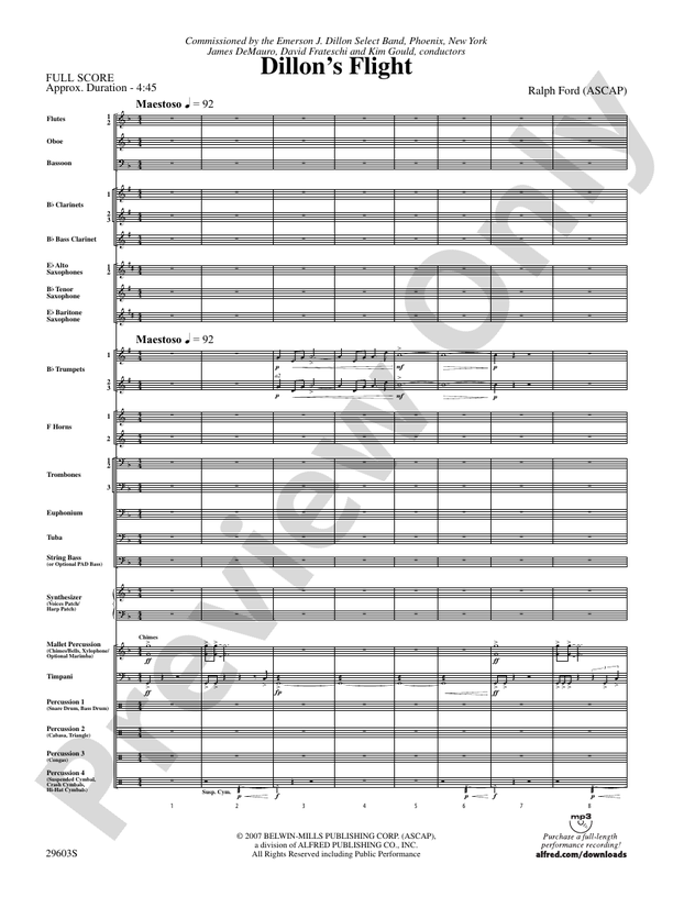 Dillon's Flight - Concert Band Conductor Score & Parts (Digital Download)