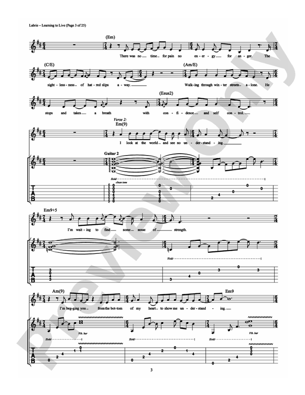 Learning to Live - Guitar TAB (Digital Download)