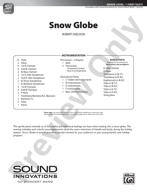 Snow Globe - Concert Band Conductor Score & Parts (Digital Download)