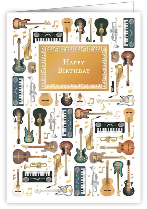 Greeting Card Happy Birthday Various Instruments
