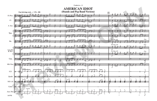 American Idiot / Extraordinary Girl – Marching Band Conductor Score & Parts (Digital Download)