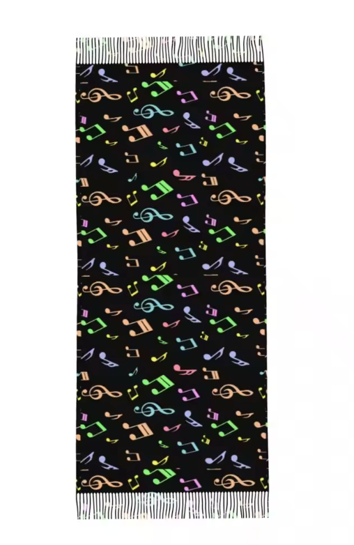 Scarf/Shawl Black with Colourful Notes and Clefs