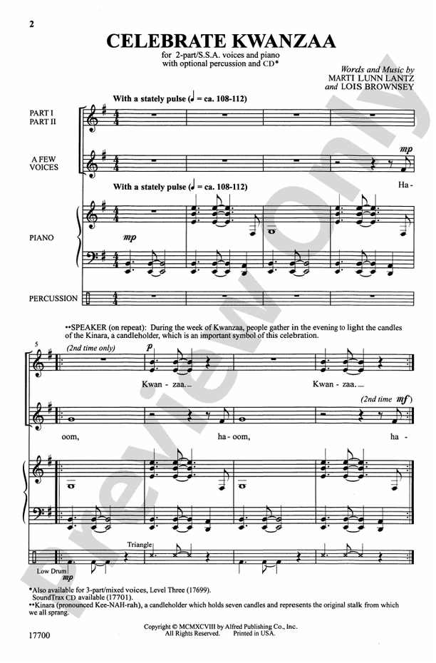 Celebrate Kwanzaa – 2-Part/SSA Choral Octavo (Digital Download)