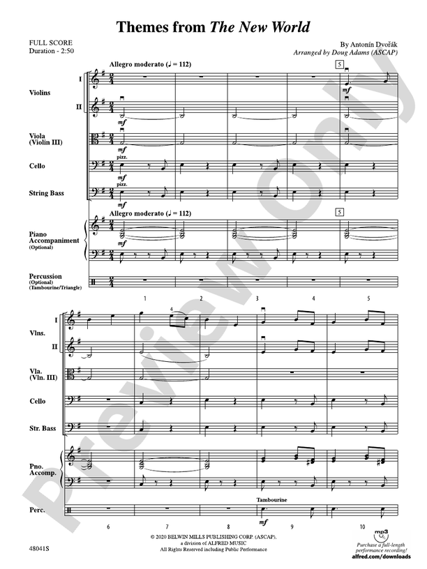 Themes from The New World - String Orchestra Conductor Score & Parts (Digital Download)