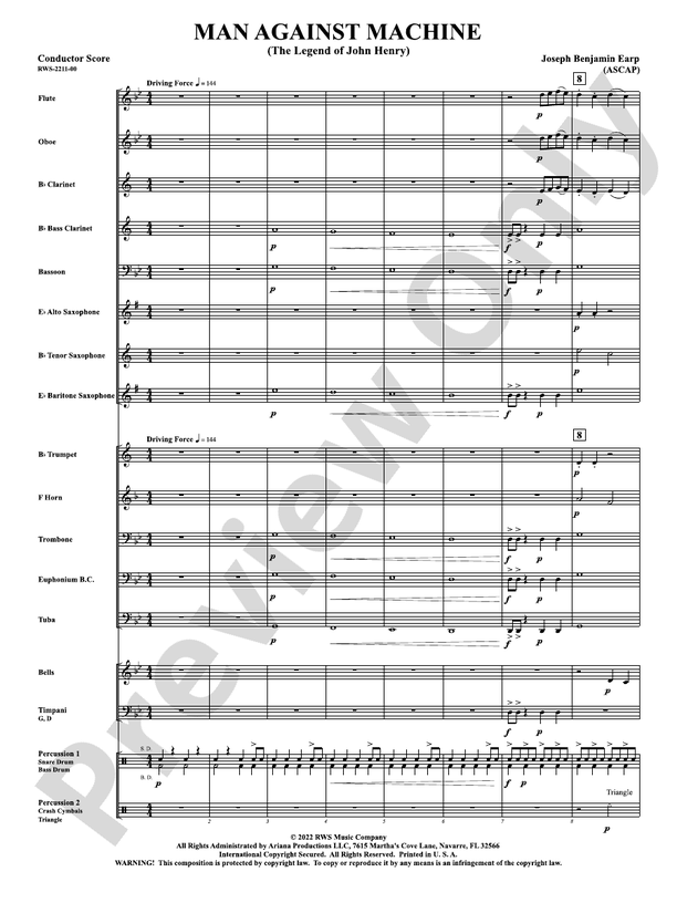 Man Against Machine - The Legend of John Henry - Concert Band Conductor Score & Parts (Digital Download)