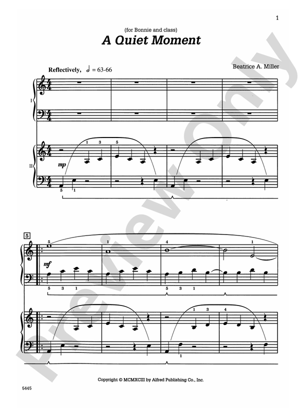 A Quiet Moment - 2 Pianos, 4 Hands (Digital Download)