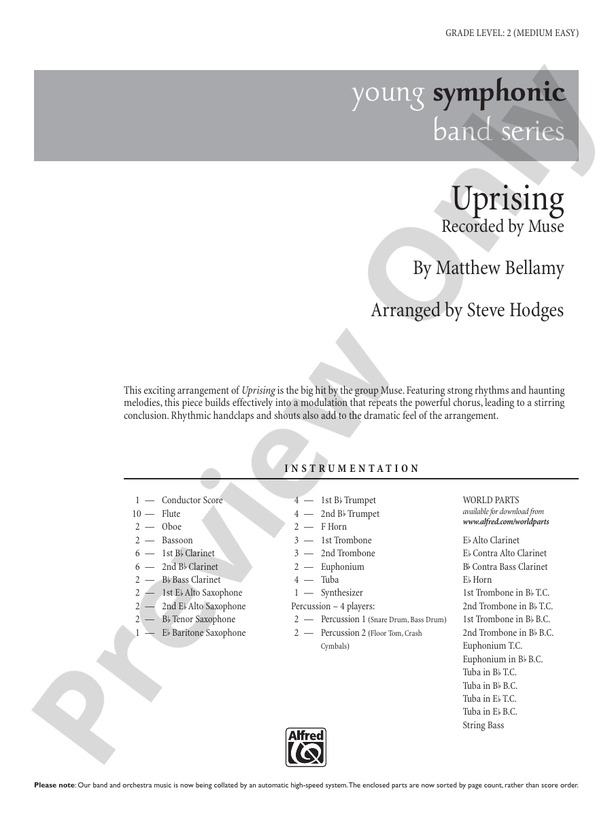 Uprising - Concert Band Conductor Score & Parts (Digital Download)