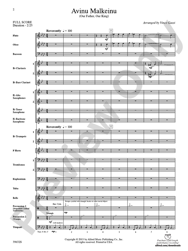 Avinu Malkeinu - Concert Band Conductor Score & Parts (Digital Download)
