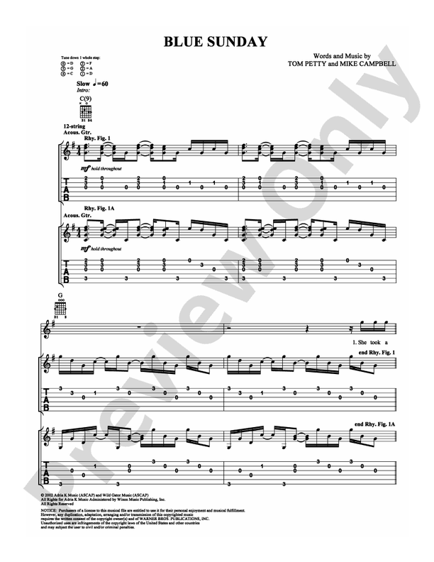 Blue Sunday - Guitar TAB (Digital Download)