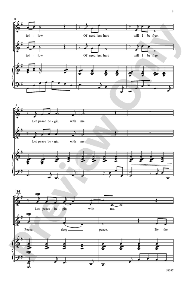 Let Peace Begin with Me - 2 Part Treble Choral Octavo (Digital Download)