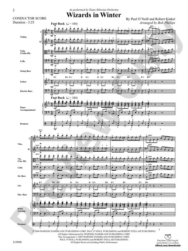 Wizards in Winter – String Orchestra Conductor Score & Parts (Digital Download)