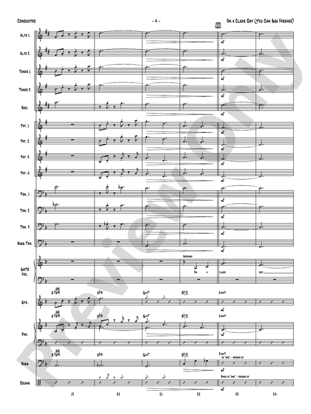 On a Clear Day (You Can See Forever) - Jazz Ensemble Conductor Score & Parts(Digital Download)