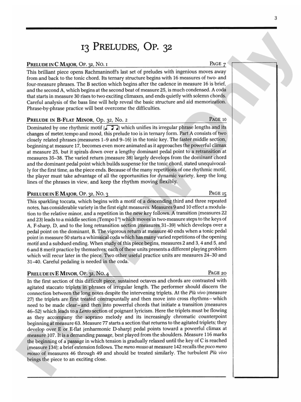 Rachmaninoff - 13 Preludes, Opus 32 - Piano (Digital Download)