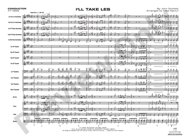 I'll Take Les - Jazz Ensemble Conductor Score & Parts (Digital Download)