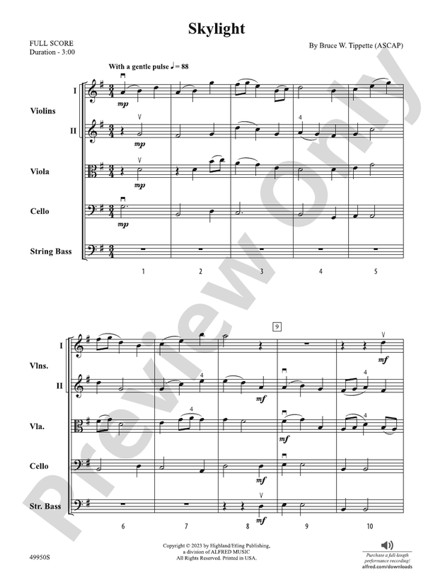Skylight - String Orchestra Conductor Score & Parts (Digital Download)