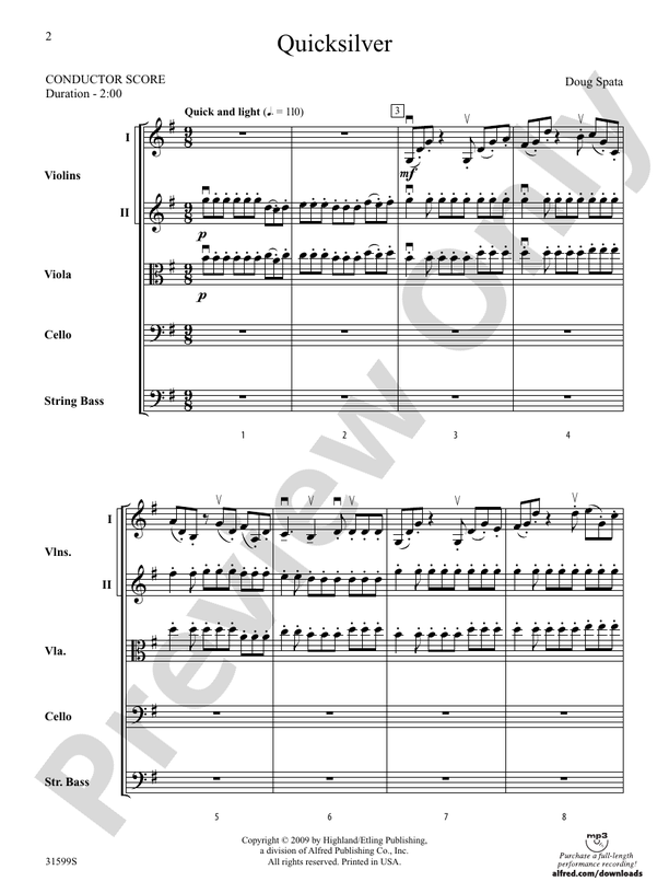 Quicksilver – String Orchestra Conductor Score & Parts (Digital Download)