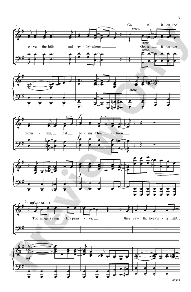 Go, Tell It on the Mountain - Arr. Donald Moore – SATB Choral Octavo (Digital Download)