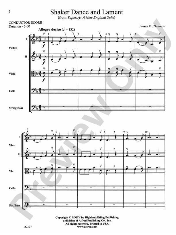 Shaker Dance and Lament – String Orchestra Conductor Score & Parts (Digital Download)