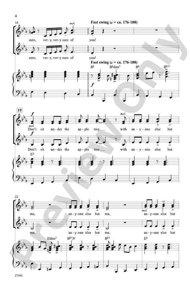Don't Sit Under the Apple Tree – SSA Choral Octavo (Digital Download)