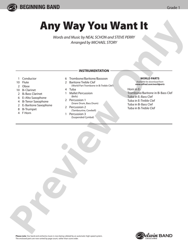 Any Way You Want It - DSM-PK-0004060 - Concert Band Conductor Score & Parts (Digital Download)