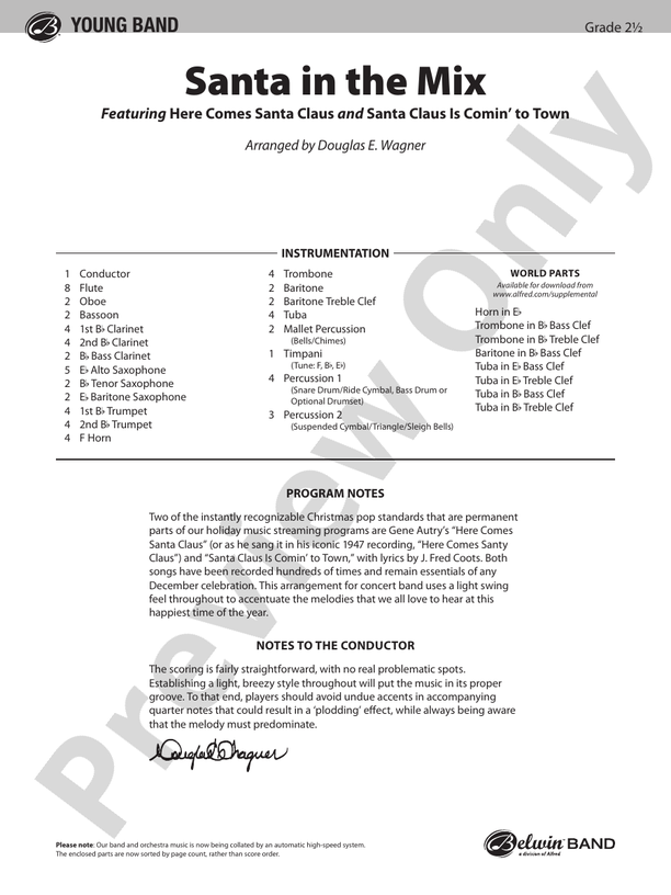 Santa in the Mix - Concert Band Conductor Score & Parts (Digital Download)
