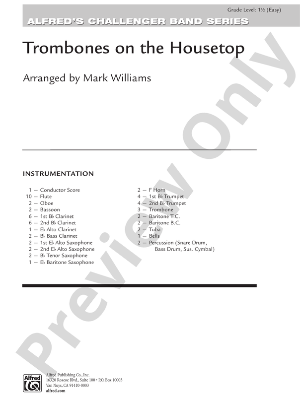 Trombones on the Housetop - Concert Band Conductor Score & Parts (Digital Download)